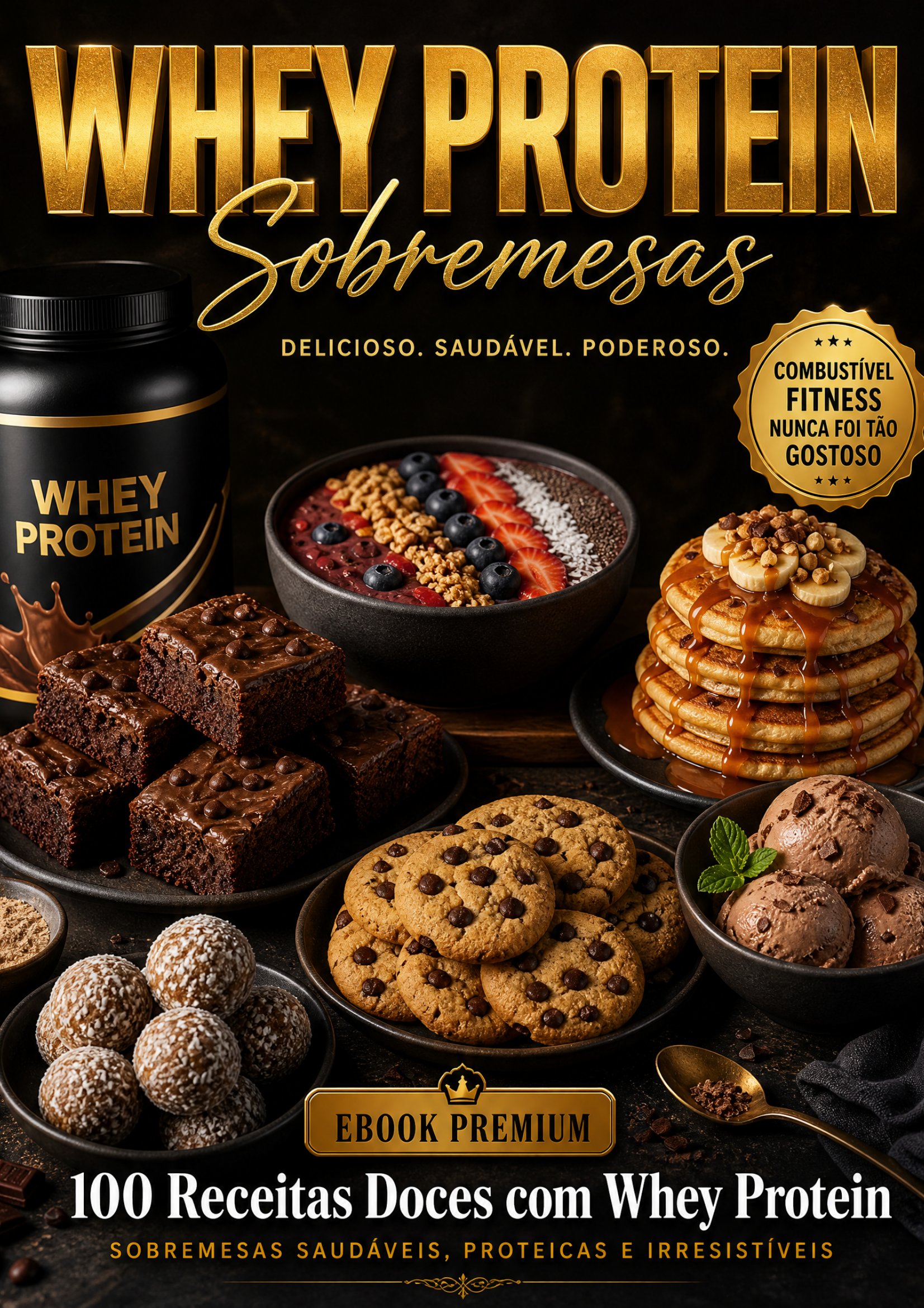 Capa do Ebook 100 Receitas Doces com Whey Protein